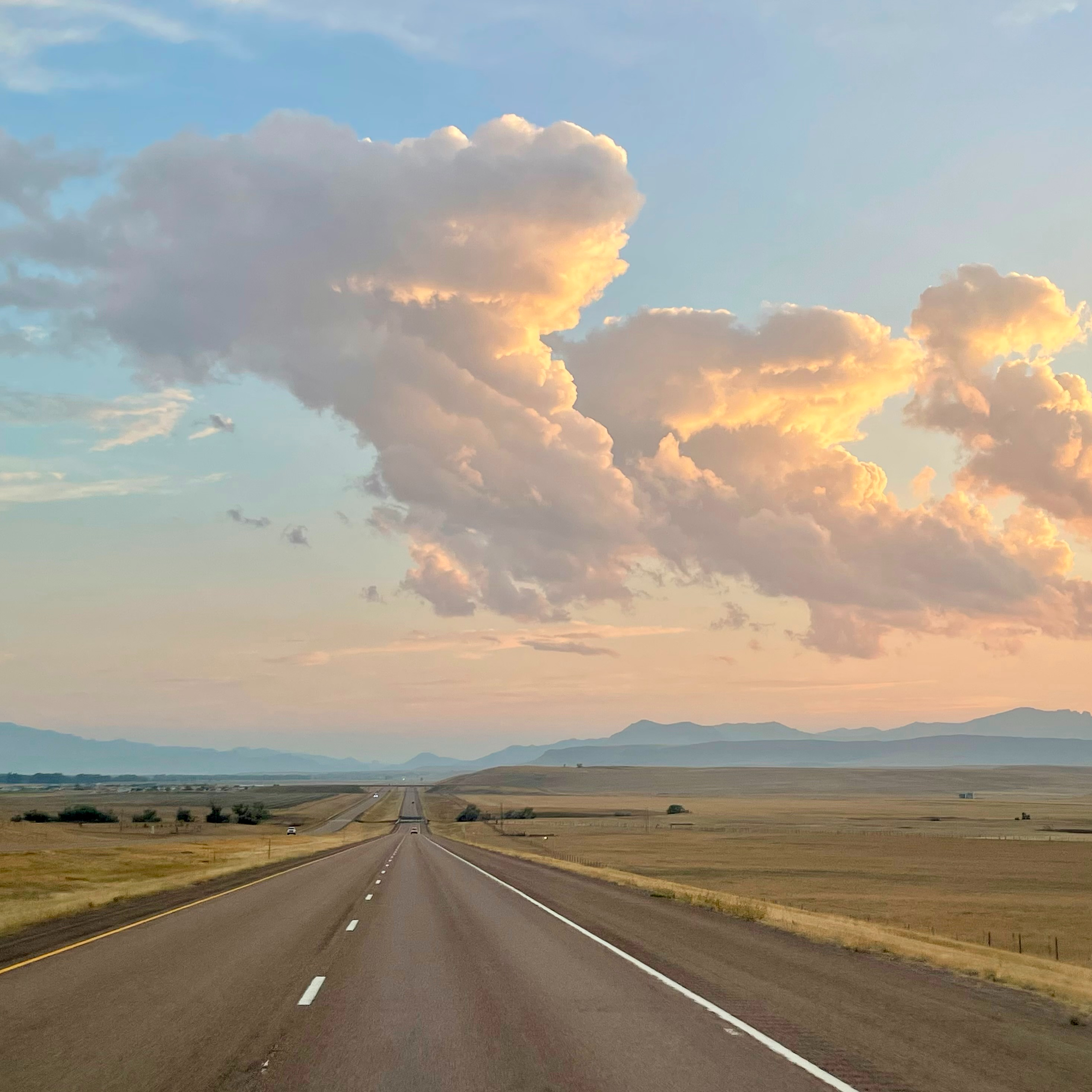Clouds over a Montana highway